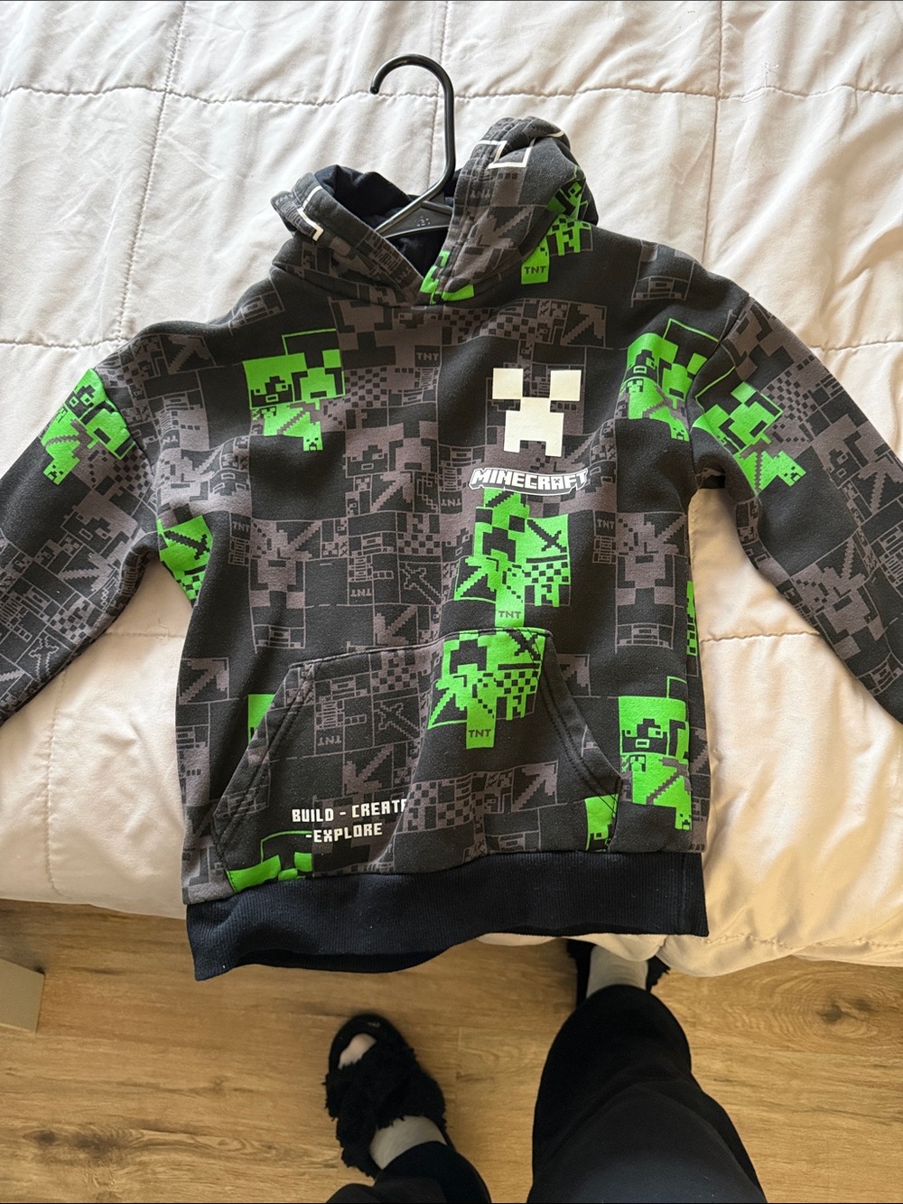 Minecraft Kids Black & Green Hooded Sweatshirt